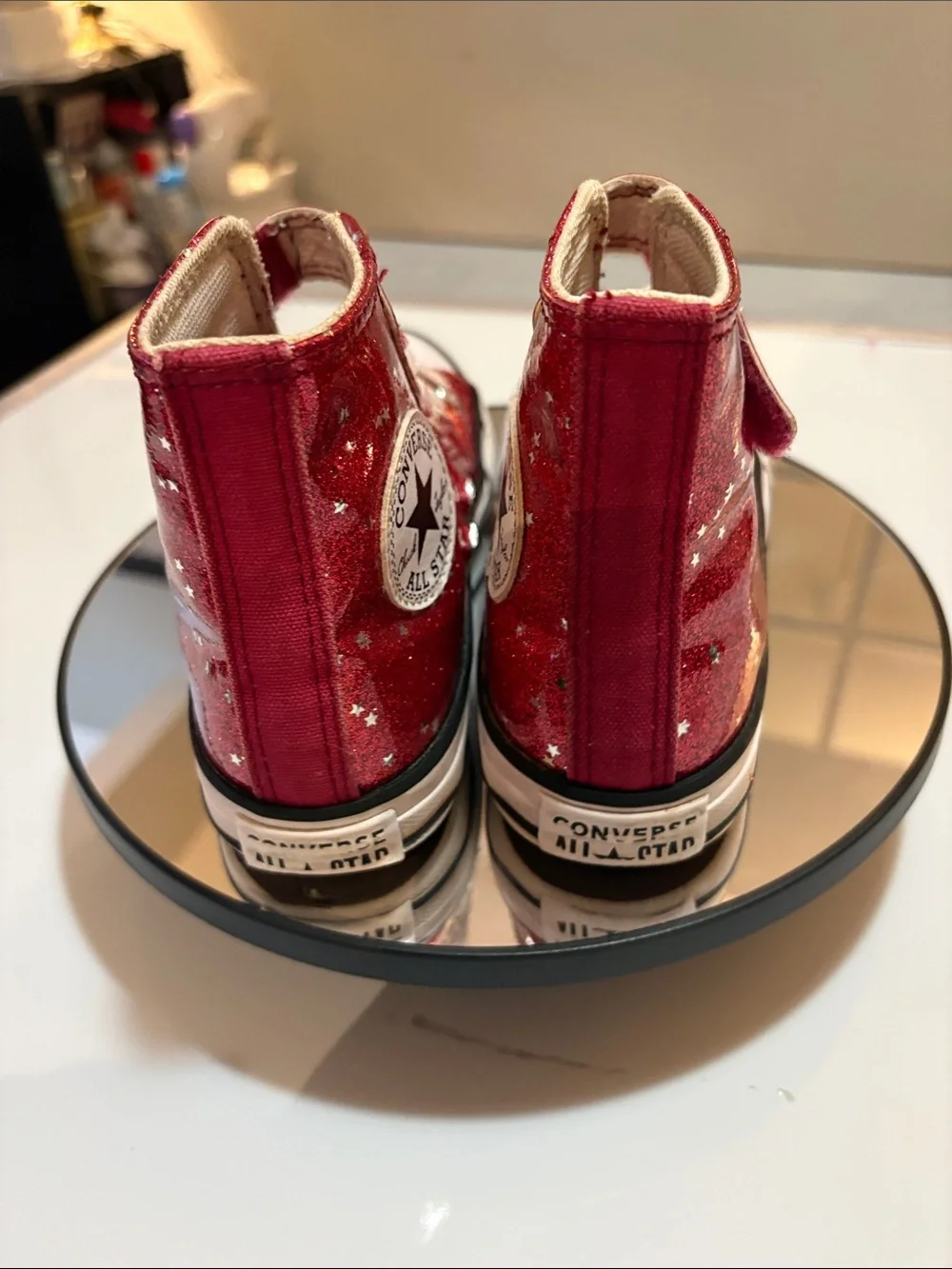 Converse Kids High-Top Glitter Sneakers - Red with White Accents